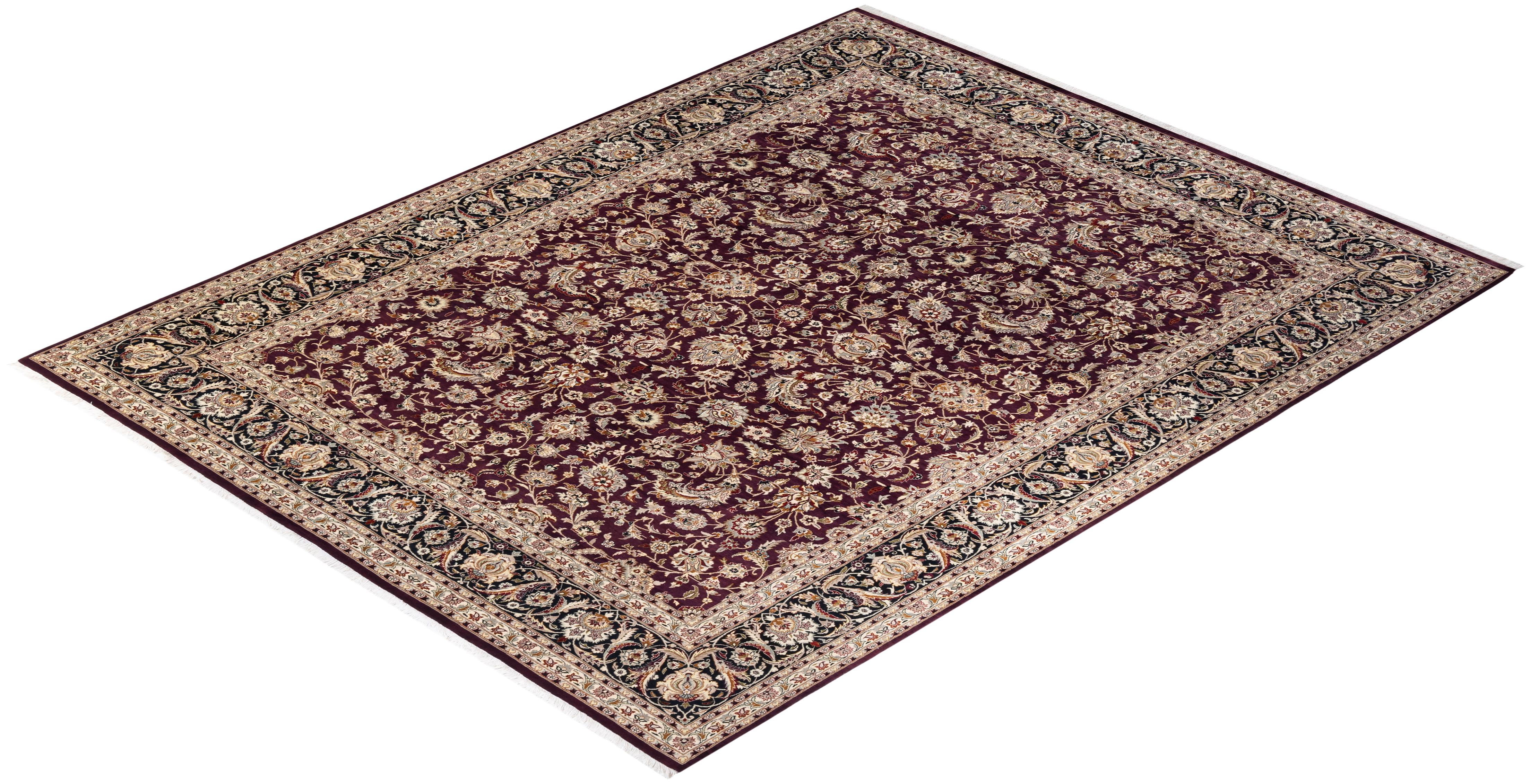 One-of-a-kind Hand Knotted Wool Mogul Red Area Rug For Sale 3