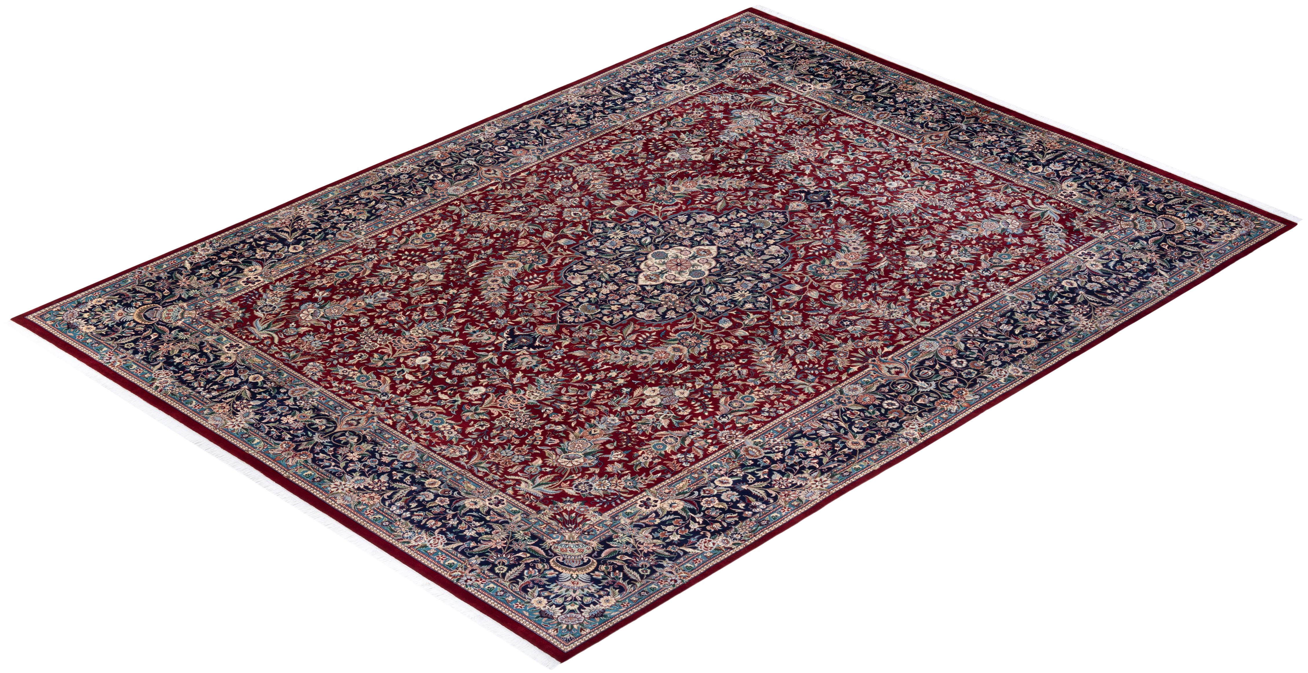 One-of-a-kind Hand Knotted Wool Mogul Red Area Rug For Sale 3