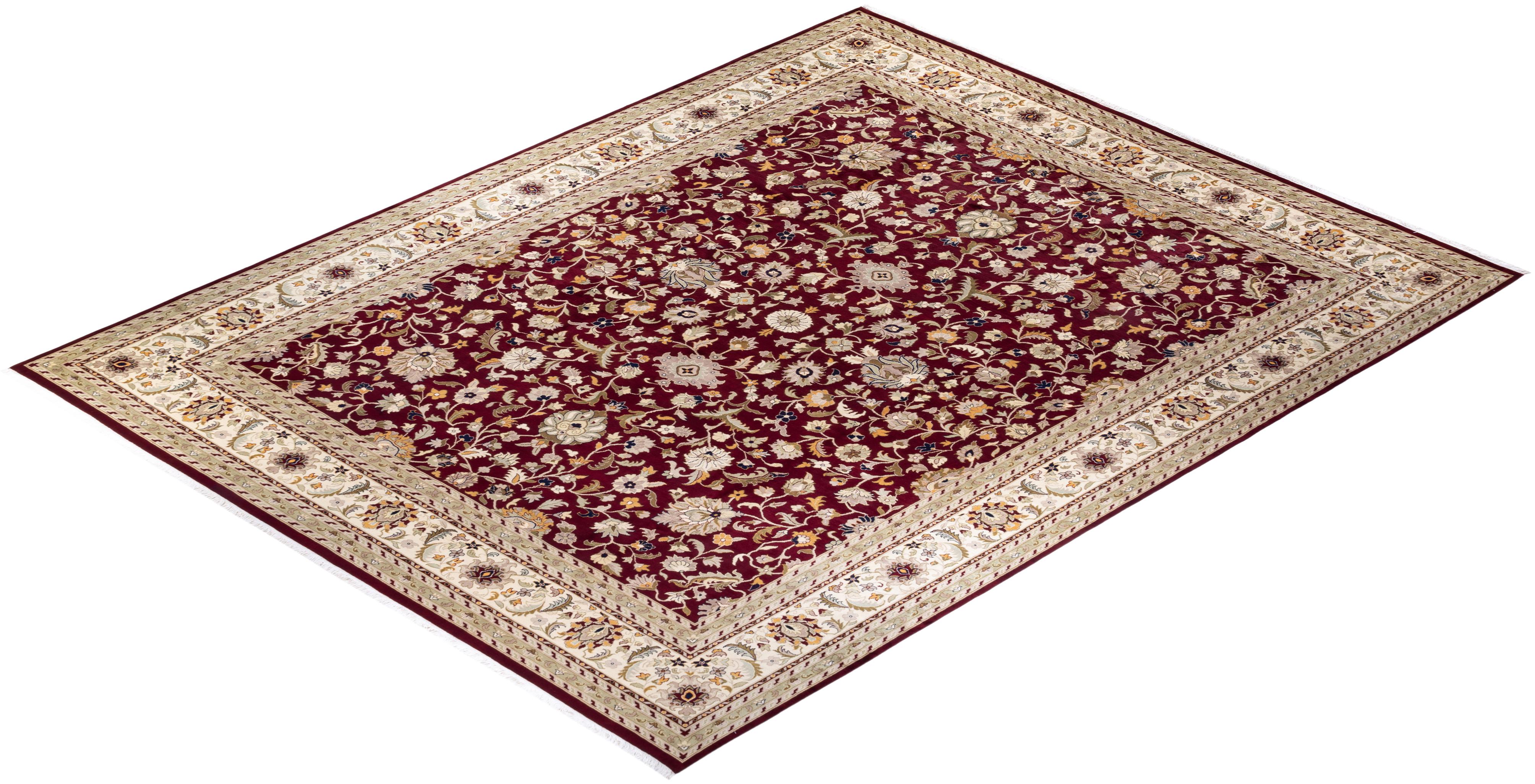 Handgeknüpfter Mogul-Teppich aus roter Wolle, Unikat im Angebot 3