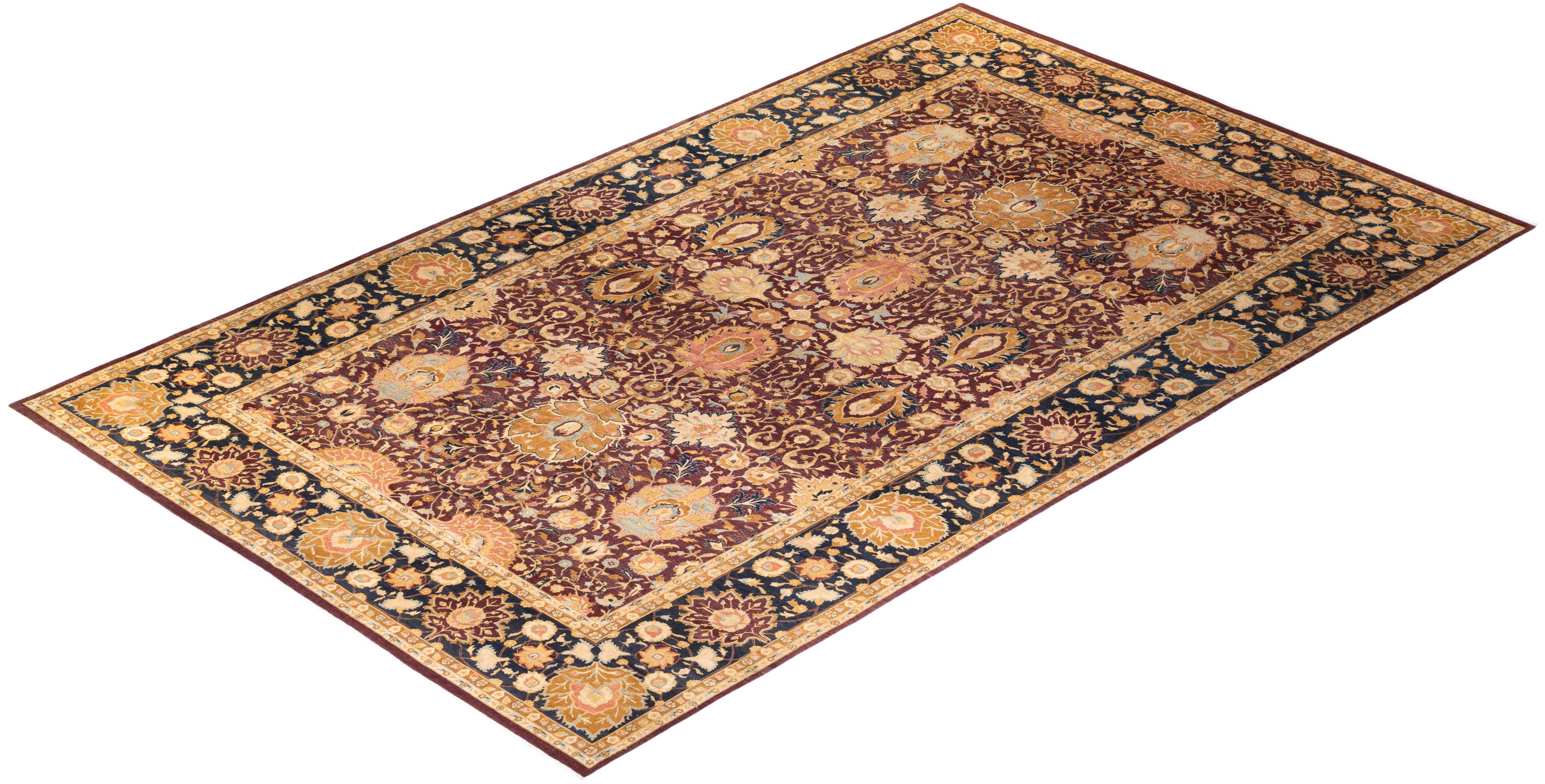 Tapis Mogul rouge en laine noué à la main, unique en son genre en vente 2