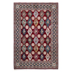 One-of-a-kind Hand Knotted Wool Mogul Red Area Rug