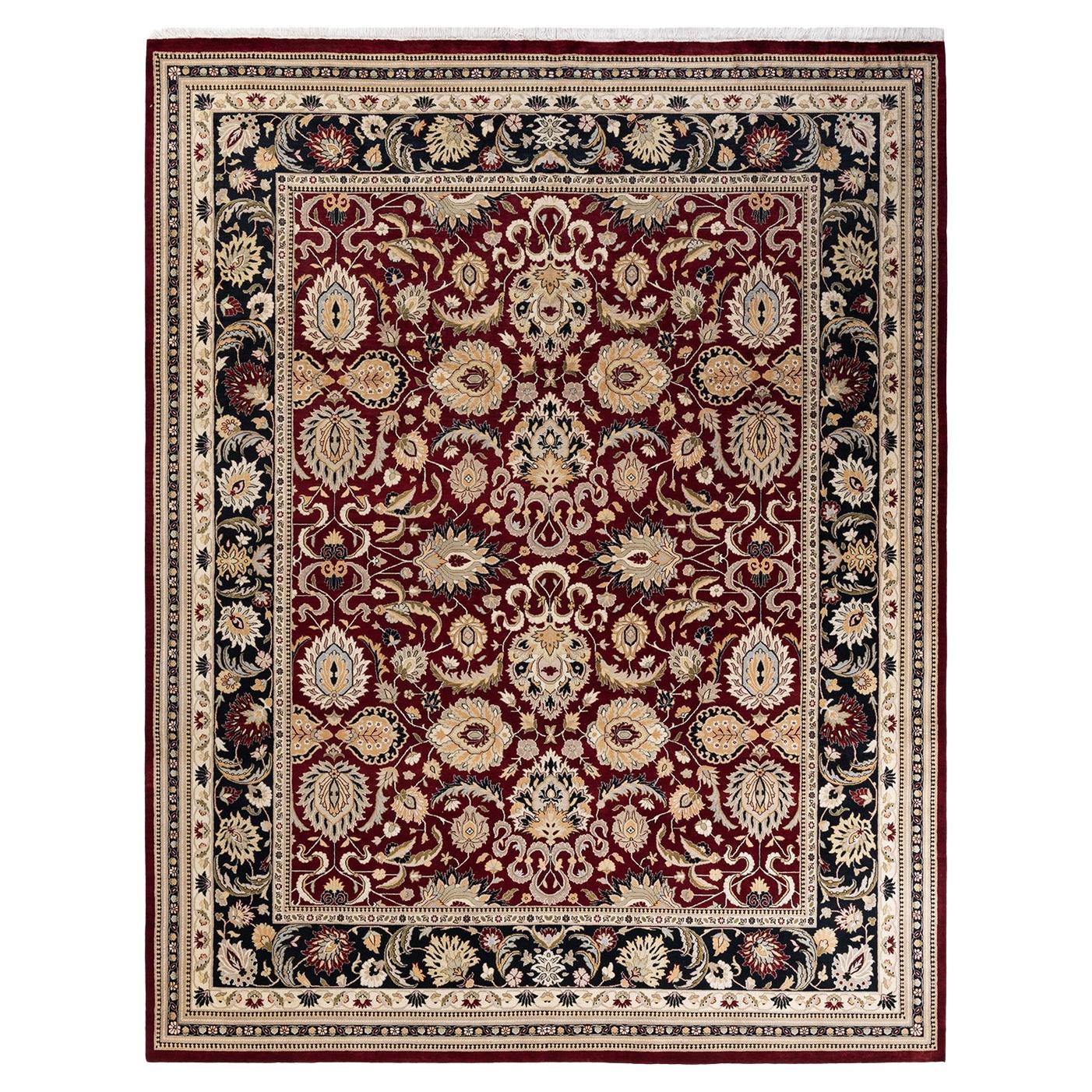 One-of-a-kind Hand Knotted Wool Mogul Red Area Rug For Sale