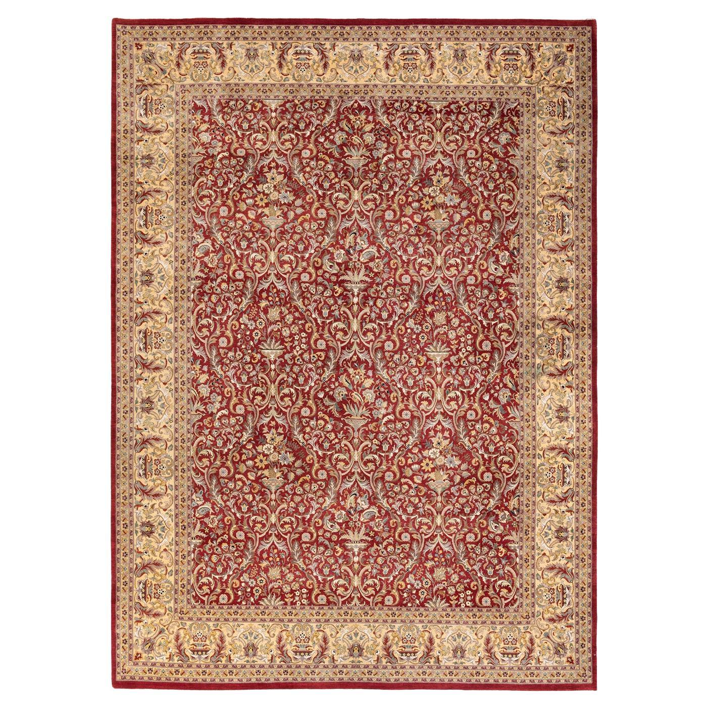 One-of-a-kind Hand Knotted Wool Mogul Red Area Rug