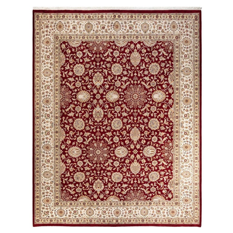 One-of-a-kind Hand Knotted Wool Mogul Red Area Rug For Sale at 1stDibs