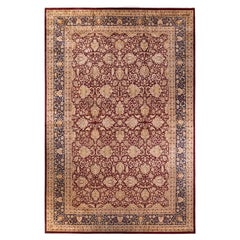 One-of-a-kind Hand Knotted Wool Mogul Red Area Rug