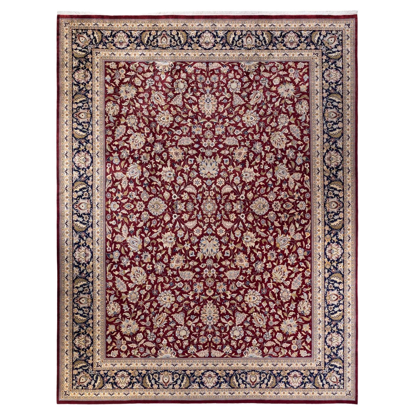 One-of-a-kind Hand Knotted Wool Mogul Red Area Rug