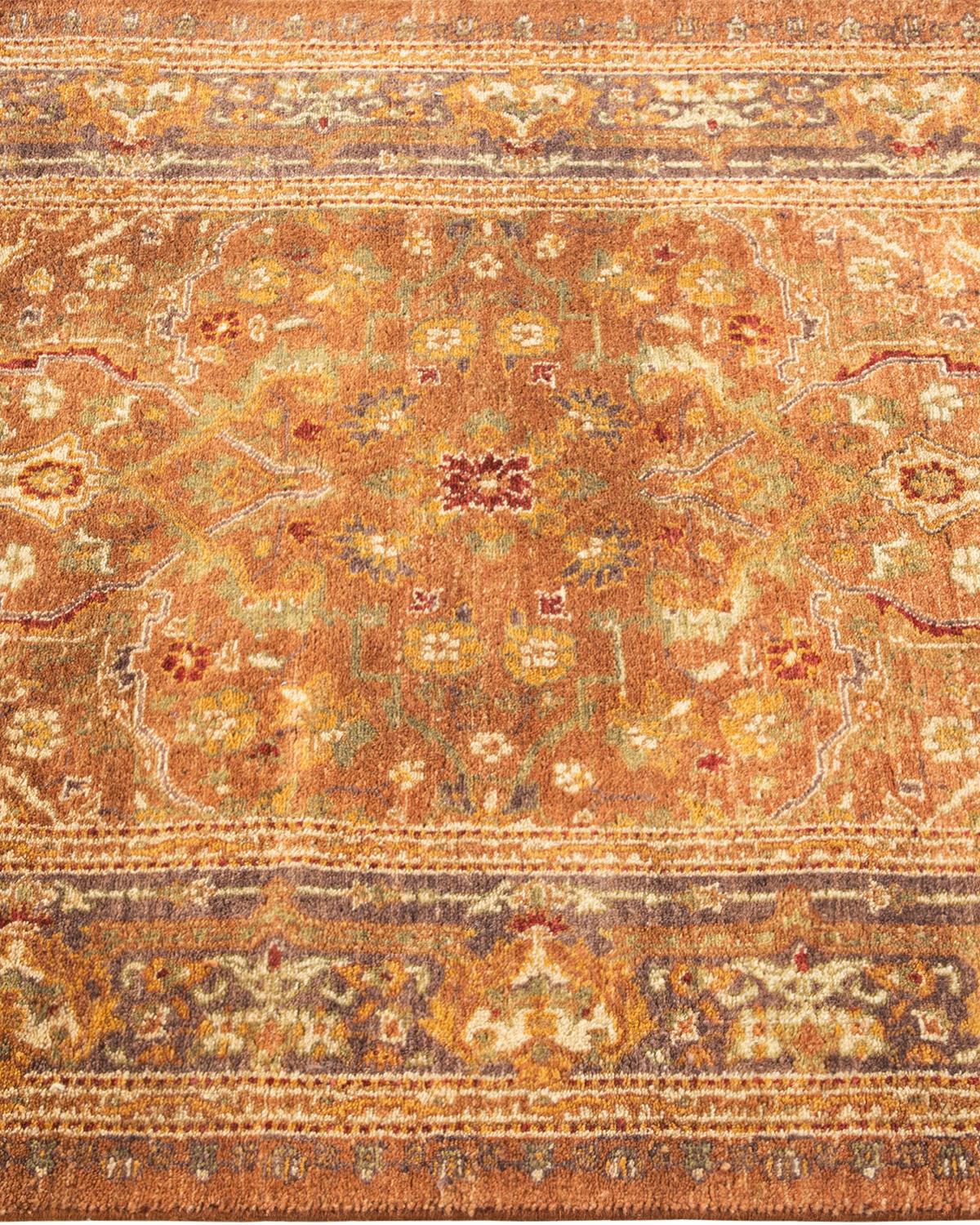 One-of-a-kind Hand Knotted Wool Mogul Yellow Area Rug In New Condition For Sale In Norwalk, CT