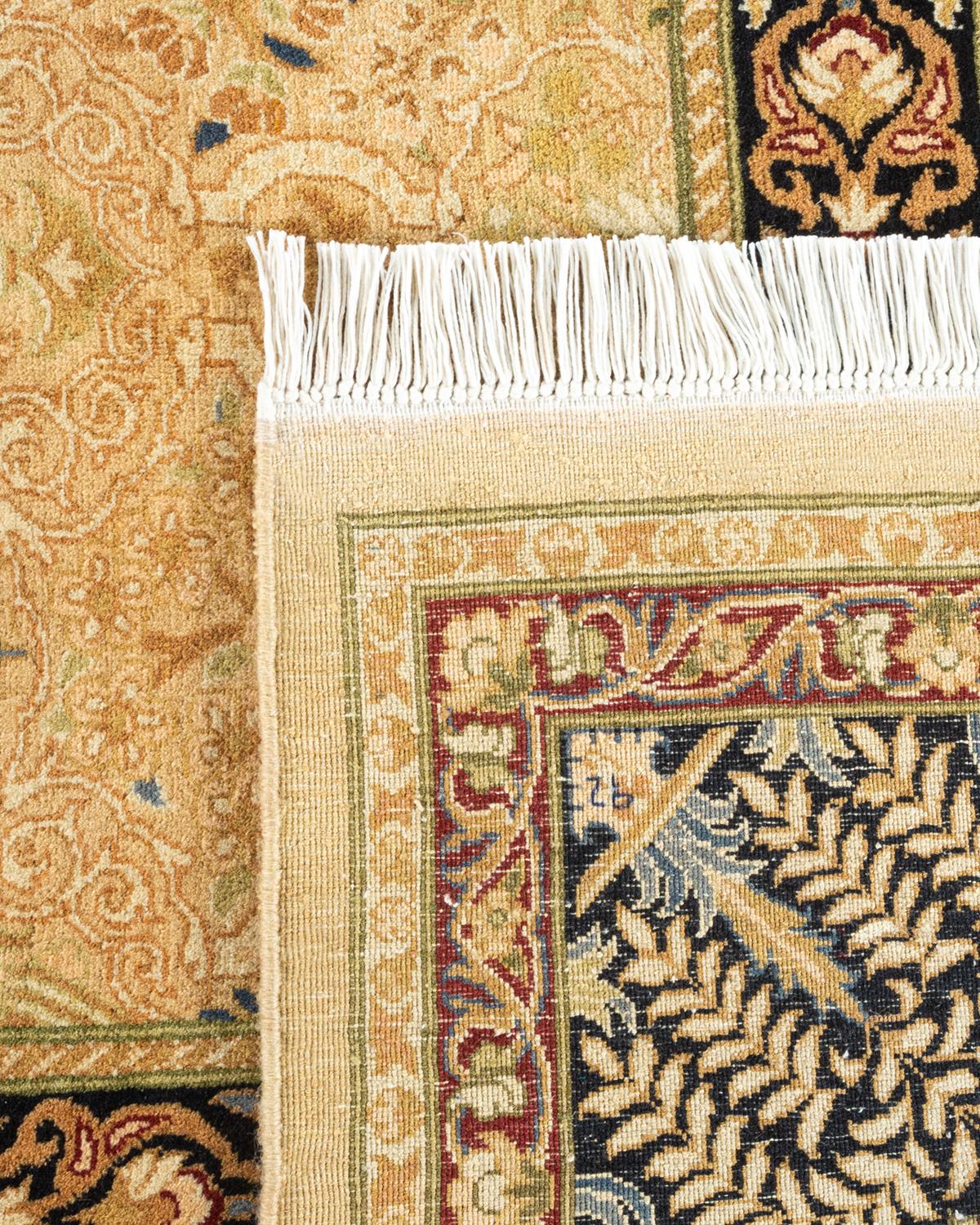 Contemporary One-of-a-kind Hand Knotted Wool Mogul Yellow Area Rug For Sale