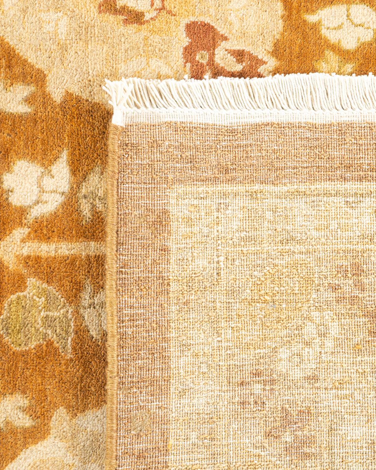 Contemporary One-of-a-kind Hand Knotted Wool Mogul Yellow Area Rug For Sale
