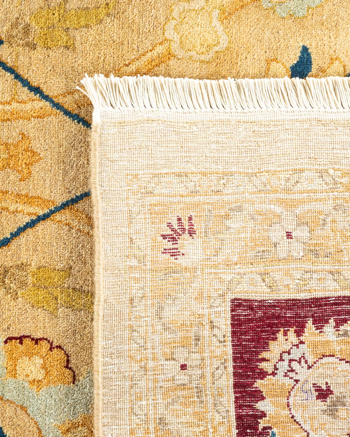 Contemporary One-of-a-kind Hand Knotted Wool Mogul Yellow Area Rug For Sale