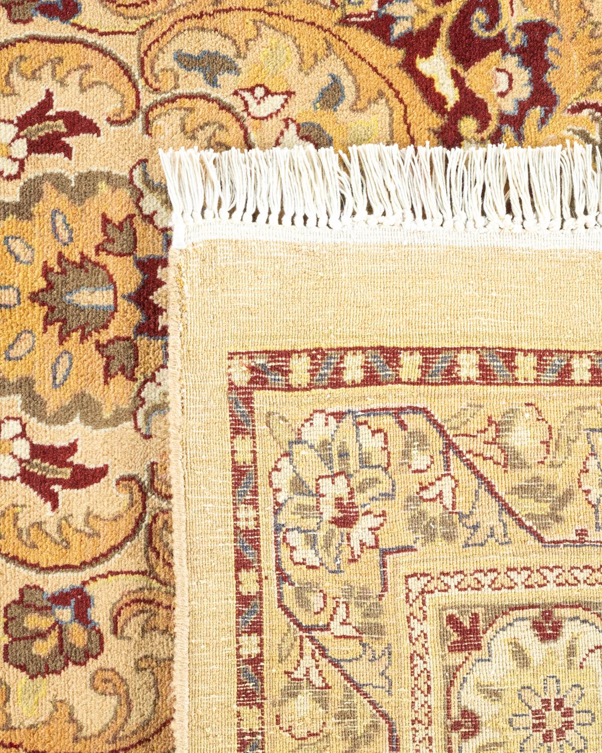 XXIe siècle et contemporain Tapis Mogul jaune en laine noué à la main, unique en son genre en vente