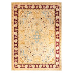 One-of-a-kind Hand Knotted Wool Mogul Yellow Area Rug