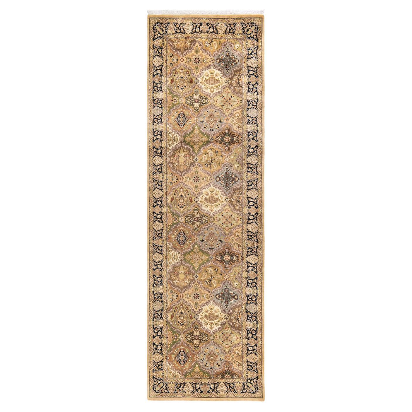 One-of-a-kind Hand Knotted Wool Mogul Yellow Area Rug For Sale
