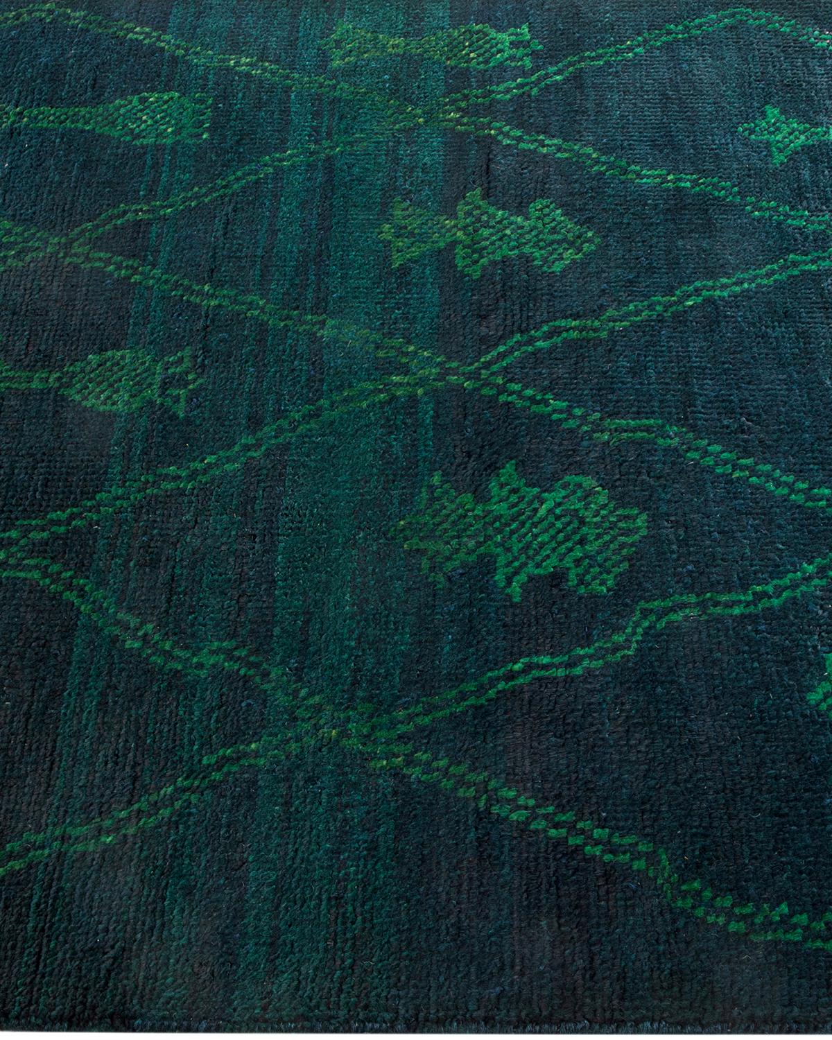 One-of-a-kind Hand Knotted Wool Moroccan Black Area Rug In New Condition For Sale In Norwalk, CT