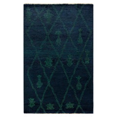 One-of-a-kind Hand Knotted Wool Moroccan Black Area Rug