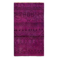 One-of-a-kind Hand Knotted Wool Moroccan Purple Area Rug