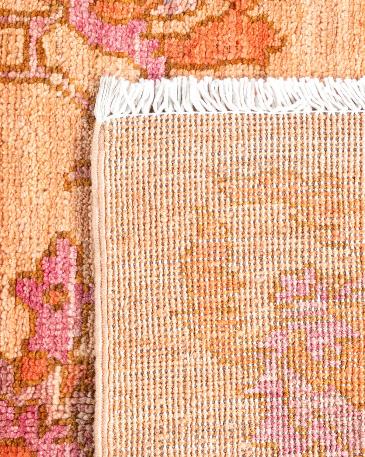 XXIe siècle et contemporain Tapis unique en son genre en laine nouée à la main de type Oushak beige en vente