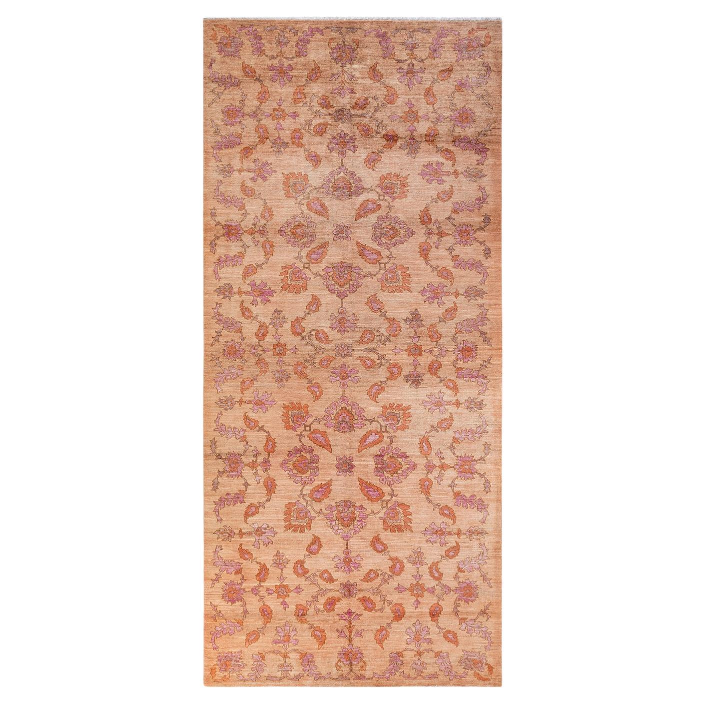 One-of-a-kind Hand Knotted Wool Oushak Beige Area Rug For Sale