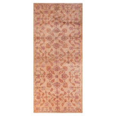 Handgeknüpfter Oushak Beige Teppich aus Wolle, Unikat, Unikat