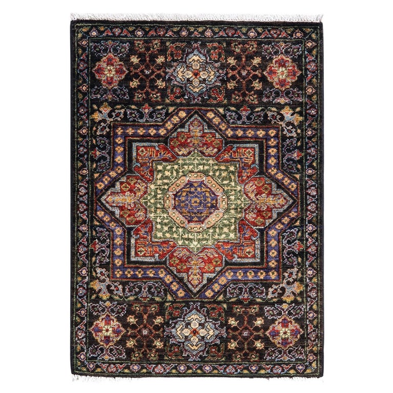 Small Serapi Rug One-of-a-kind Hand Knotted Wool Serapi Grey Area Rug For Sale at 1stDibs