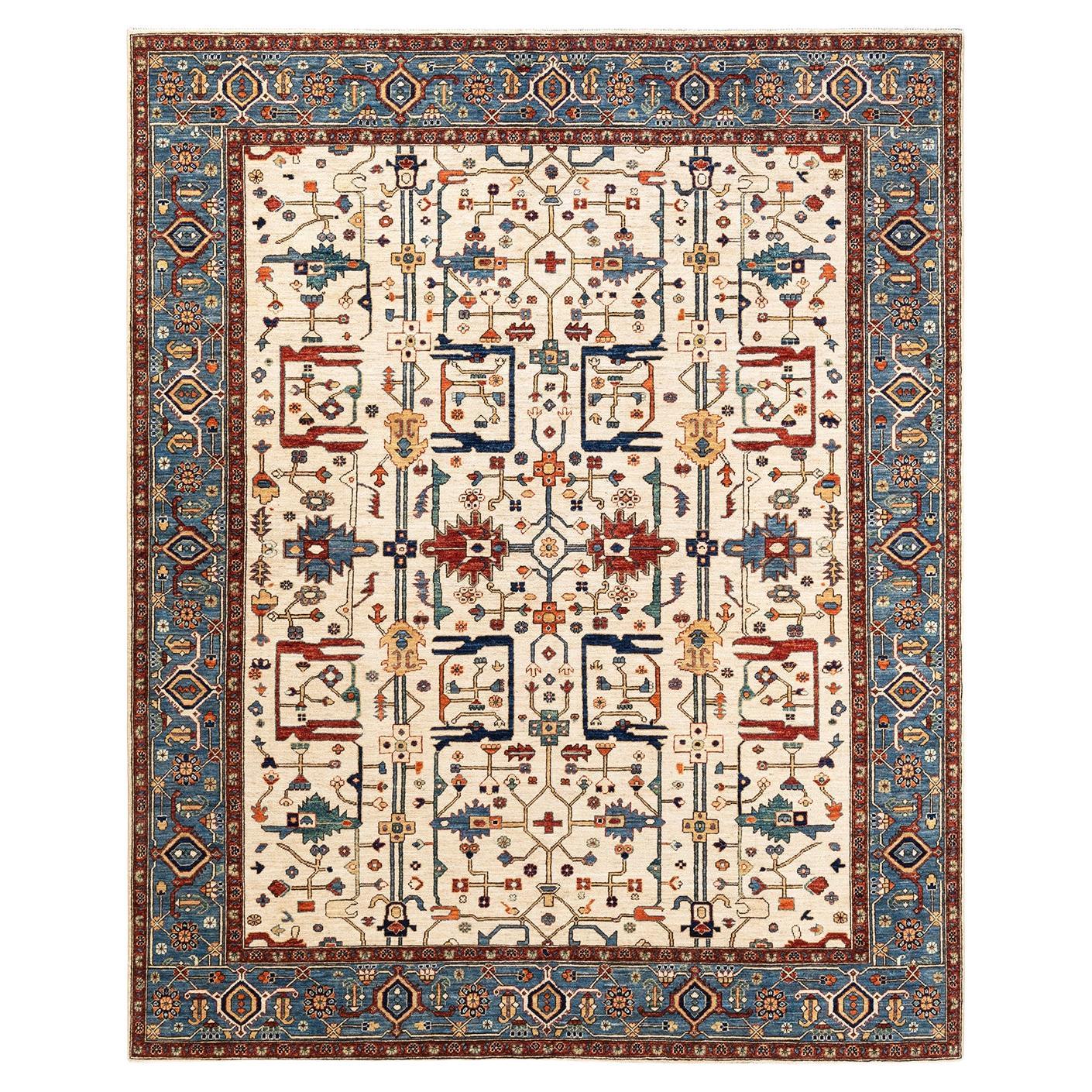 Oneofakind Hand Knotted Wool Serapi Ivory Area Rug For Sale at 1stDibs