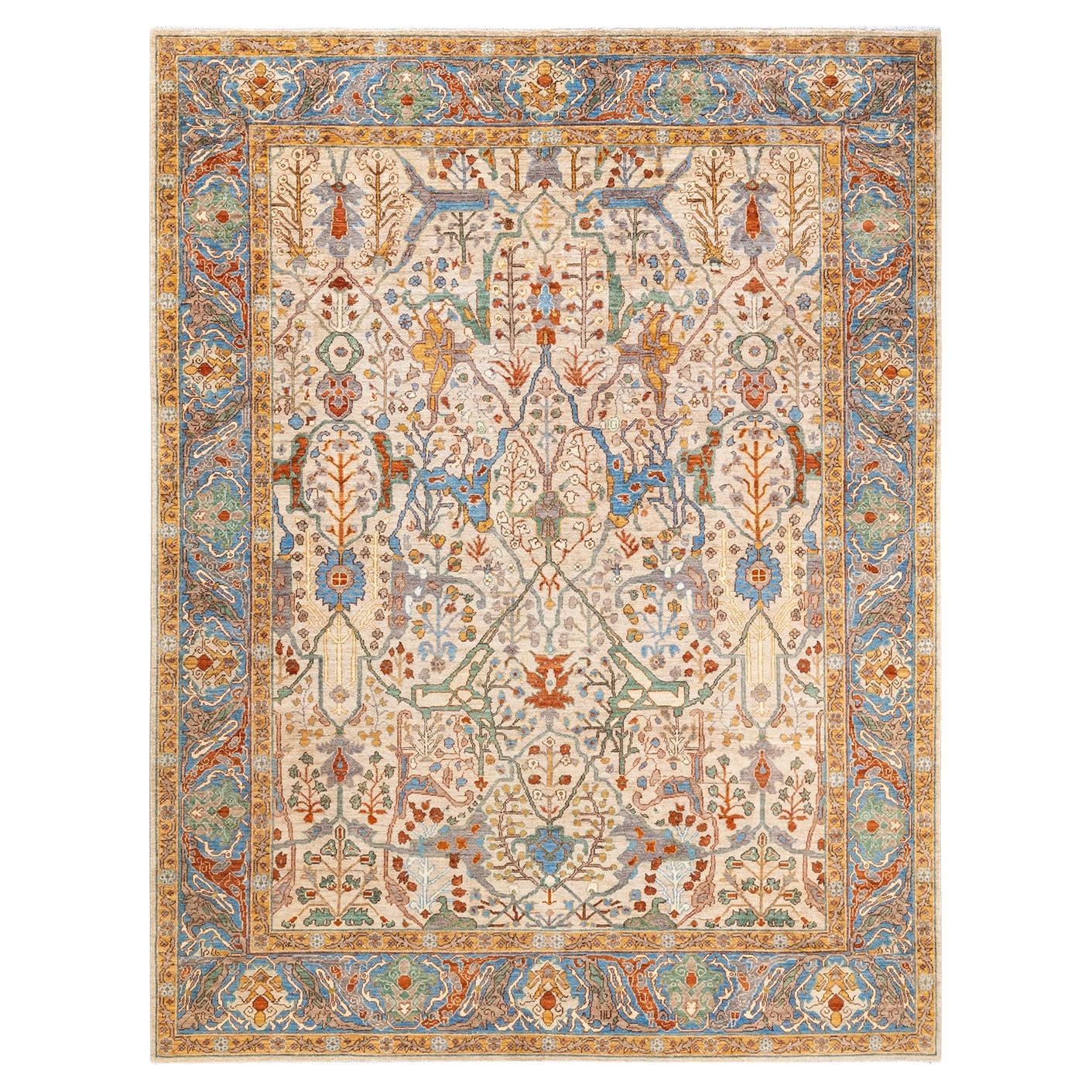 Oneofakind Hand Knotted Wool Serapi Ivory Area Rug For Sale at 1stDibs
