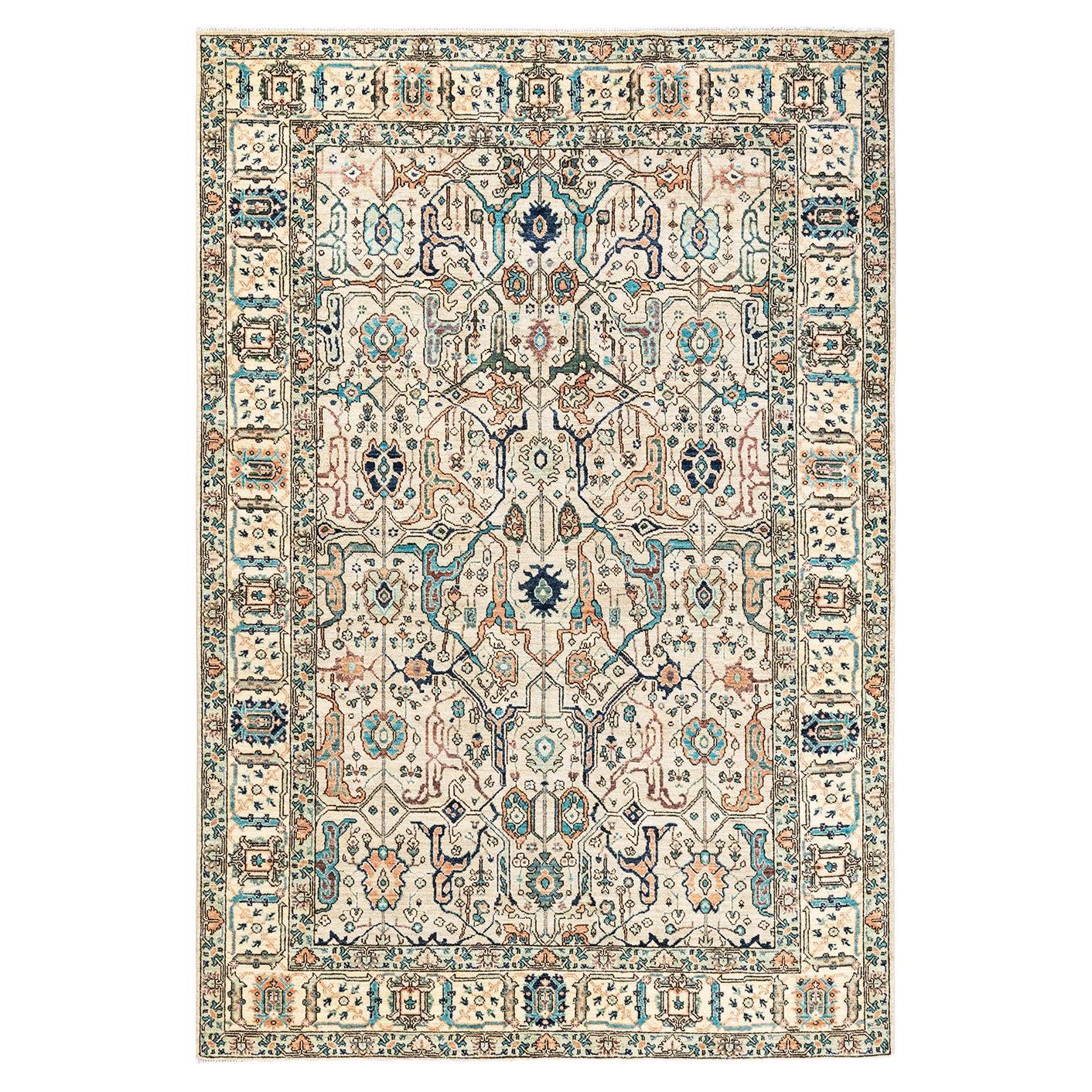 Oneofakind Hand Knotted Wool Serapi Ivory Area Rug For Sale at 1stDibs