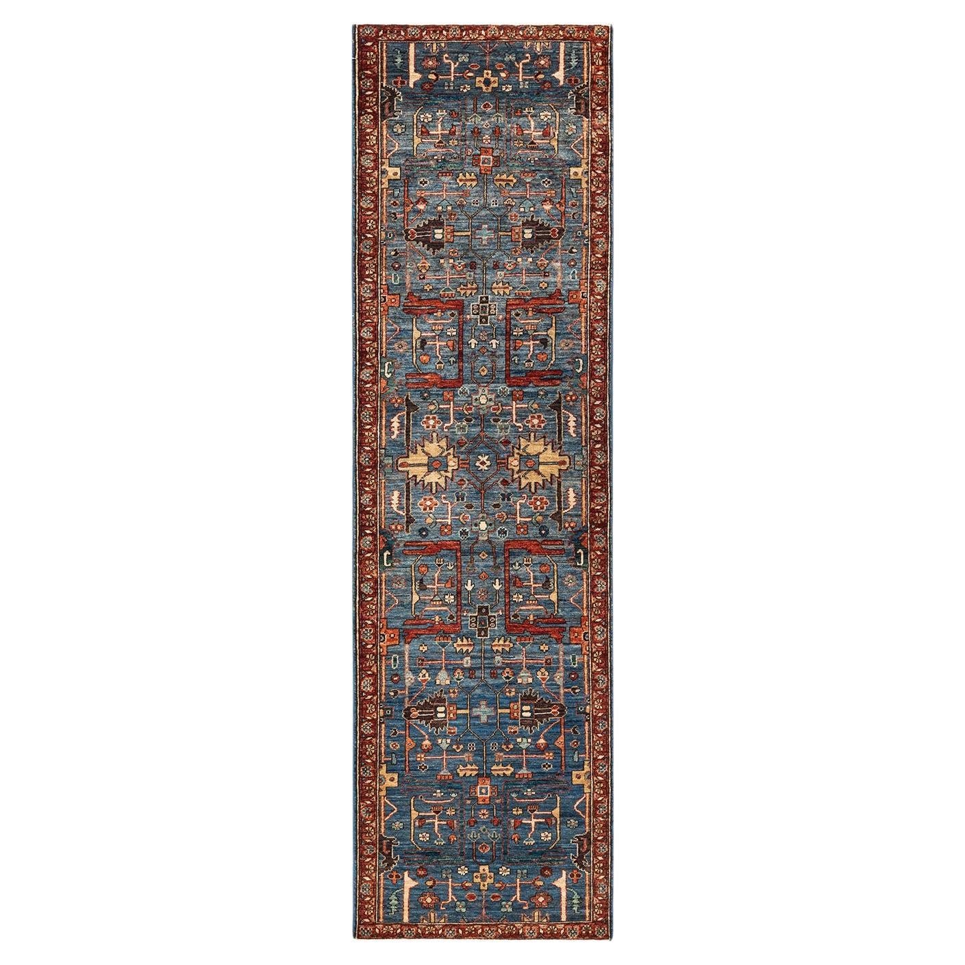 Oneofakind Hand Knotted Wool Serapi Light Blue Area Rug For Sale at