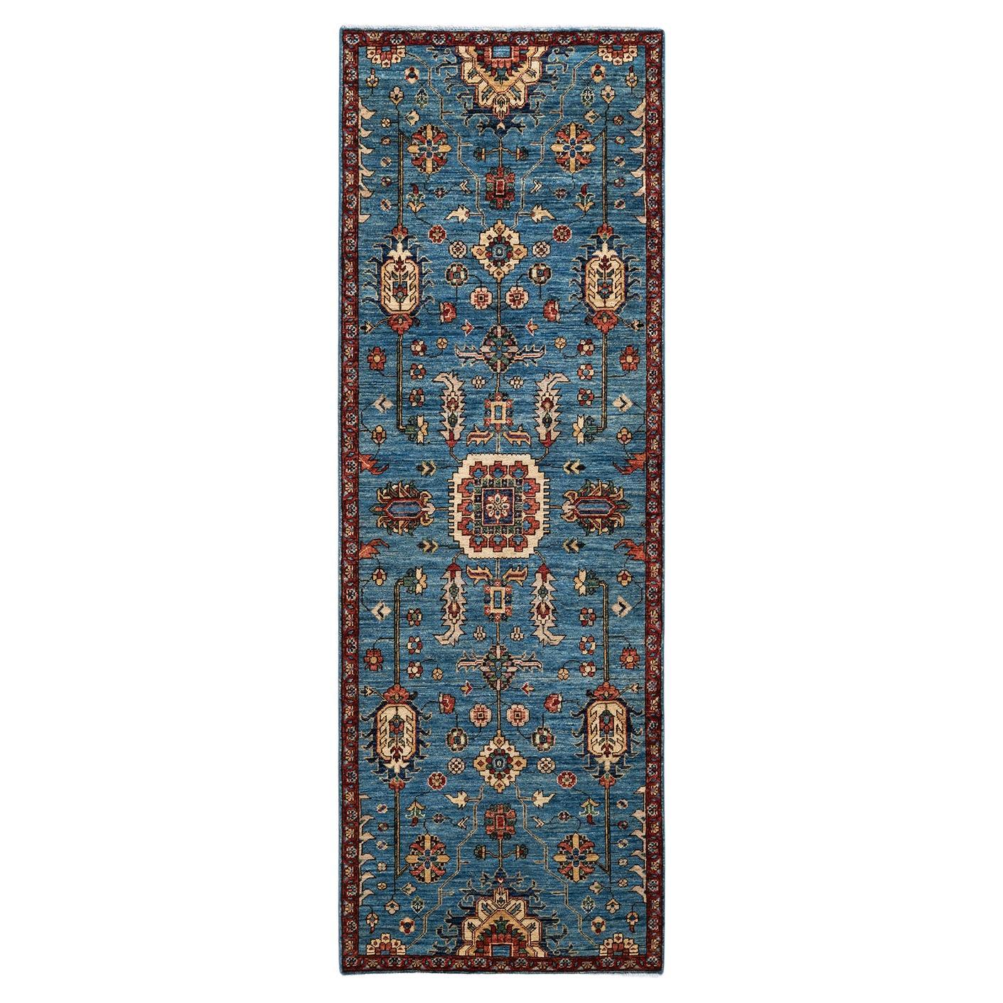 Oneofakind Hand Knotted Wool Serapi Light Blue Area Rug For Sale at