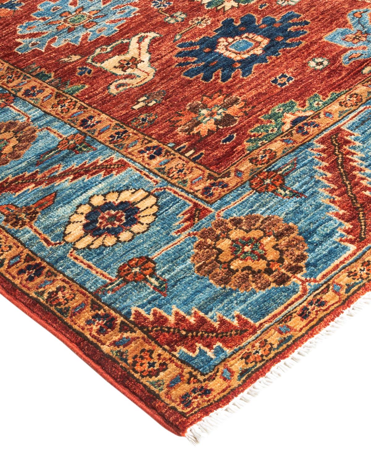 Persian rug-making at its finest inspired the rich colors, elaborate geometric motifs, and botanical detailing of the Serapi collection. With as many as 100 knots per inch, these handcrafted rugs are as durable as they are visually stunning, and