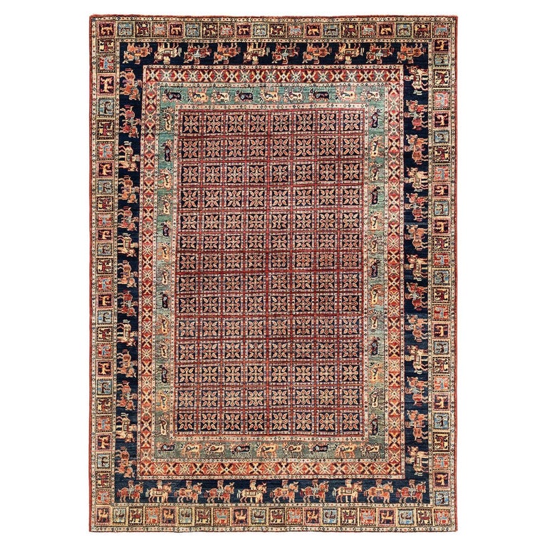 Small Serapi Rug One-of-a-kind Hand Knotted Wool Serapi Orange Area Rug For Sale at 1stDibs