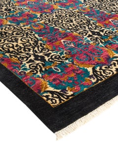 One-of-a-kind Hand Knotted Wool Suzani Black Area Rug