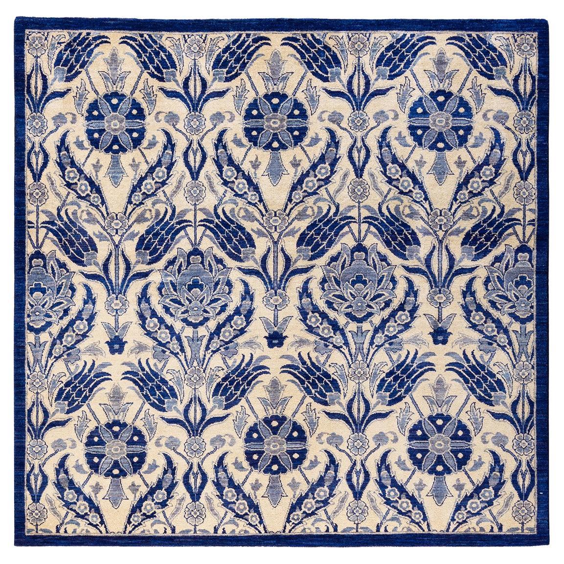One-of-a-kind Hand Knotted Wool Suzani Blue Area Rug