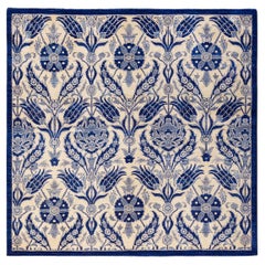 One-of-a-kind Hand Knotted Wool Suzani Blue Area Rug