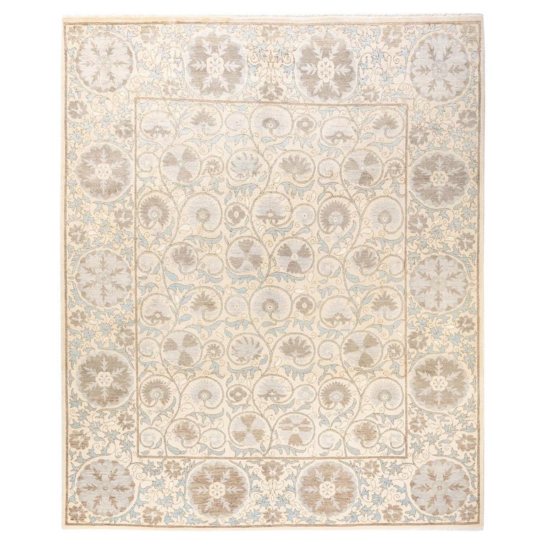 Oneofakind Hand Knotted Wool Suzani Ivory Area Rug For Sale at 1stDibs