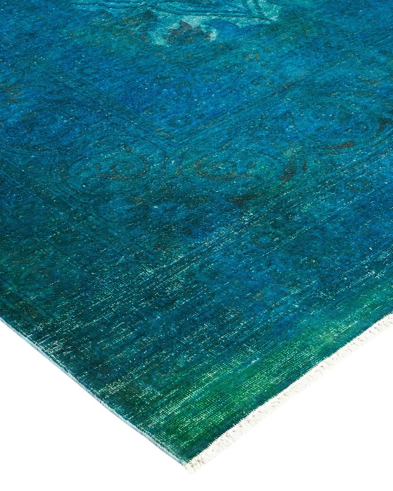Blue Transitional Rug One-of-a-kind Hand Knotted Wool Transitional Blue Area Rug For Sale at ...