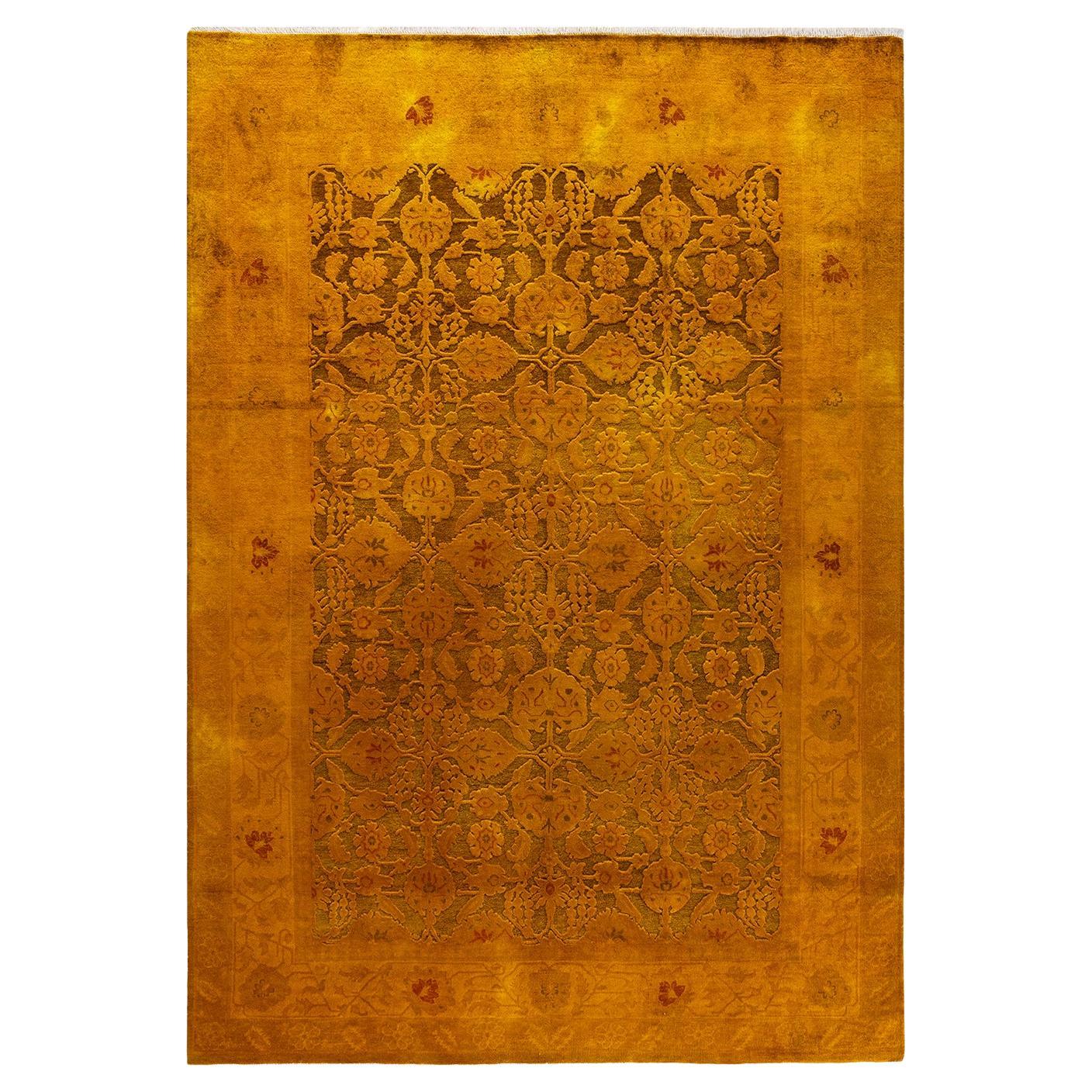 One-of-a-kind Hand Knotted Wool Transitional Yellow Area Rug