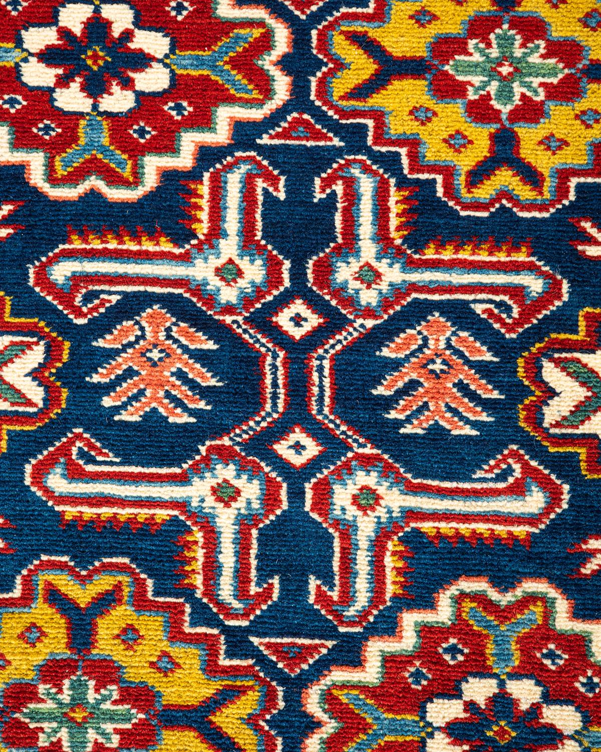 Pakistani One-of-a-kind Hand Knotted Wool Tribal Blue Area Rug For Sale