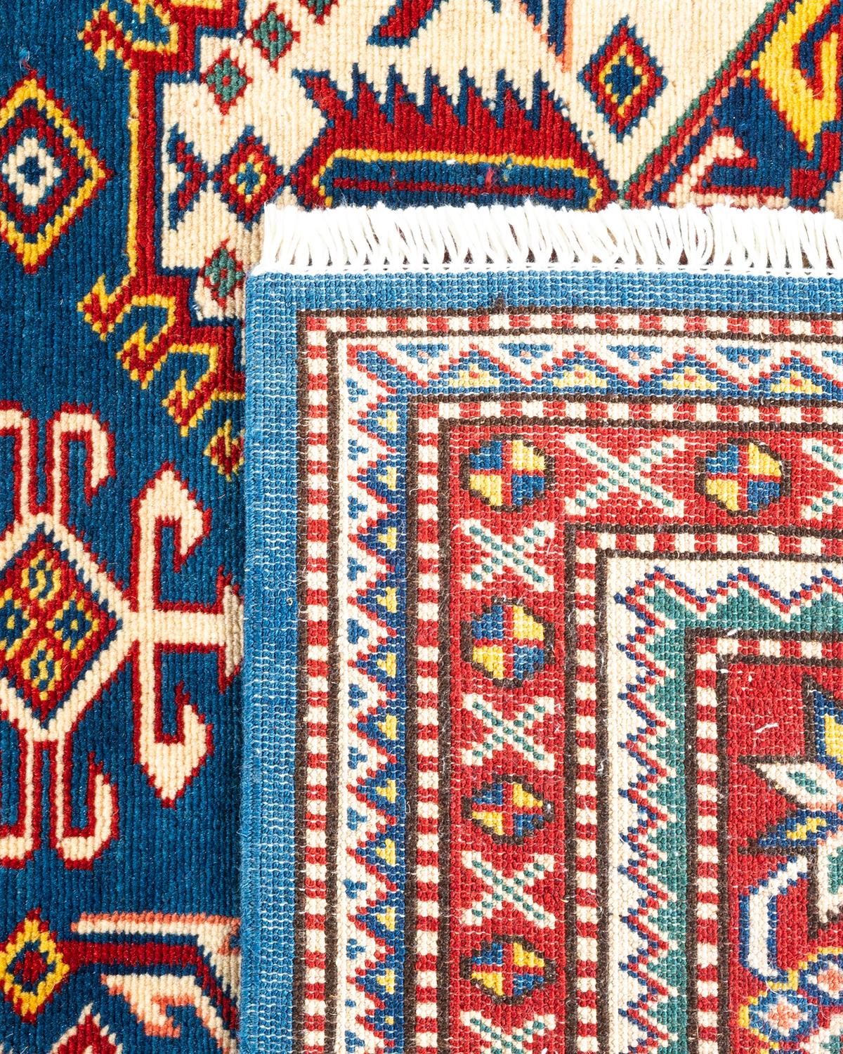 XXIe siècle et contemporain Tapis unique en son genre en laine bleue tribale nouée à la main en vente