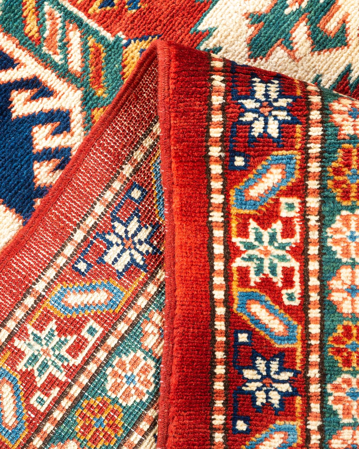 Laine Tapis unique en son genre en laine bleue tribale nouée à la main en vente