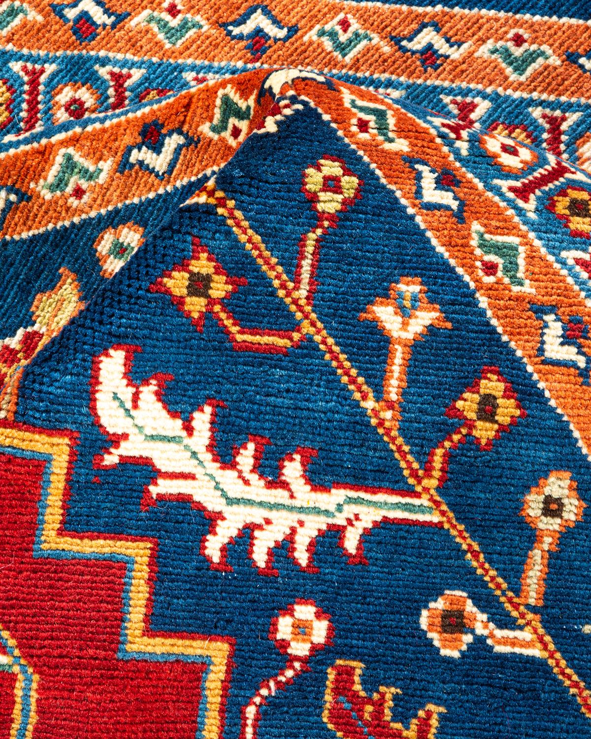 Tapis unique en son genre en laine bleue tribale nouée à la main en vente 1