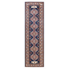 One-of-a-kind Hand Knotted Wool Tribal Blue Area Rug