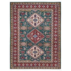 One-of-a-kind Hand Knotted Wool Tribal Green Area Rug