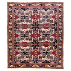 One-of-a-kind Hand Knotted Wool Tribal Ivory Area Rug