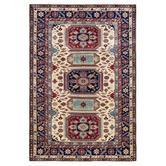 One-of-a-kind Hand Knotted Wool Tribal Ivory Area Rug