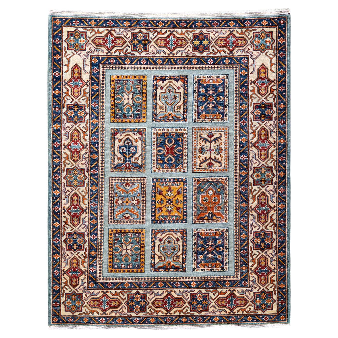 One-of-a-kind Hand Knotted Wool Tribal Light Blue Area Rug