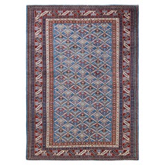 One-of-a-kind Hand Knotted Wool Tribal Light Blue Area Rug