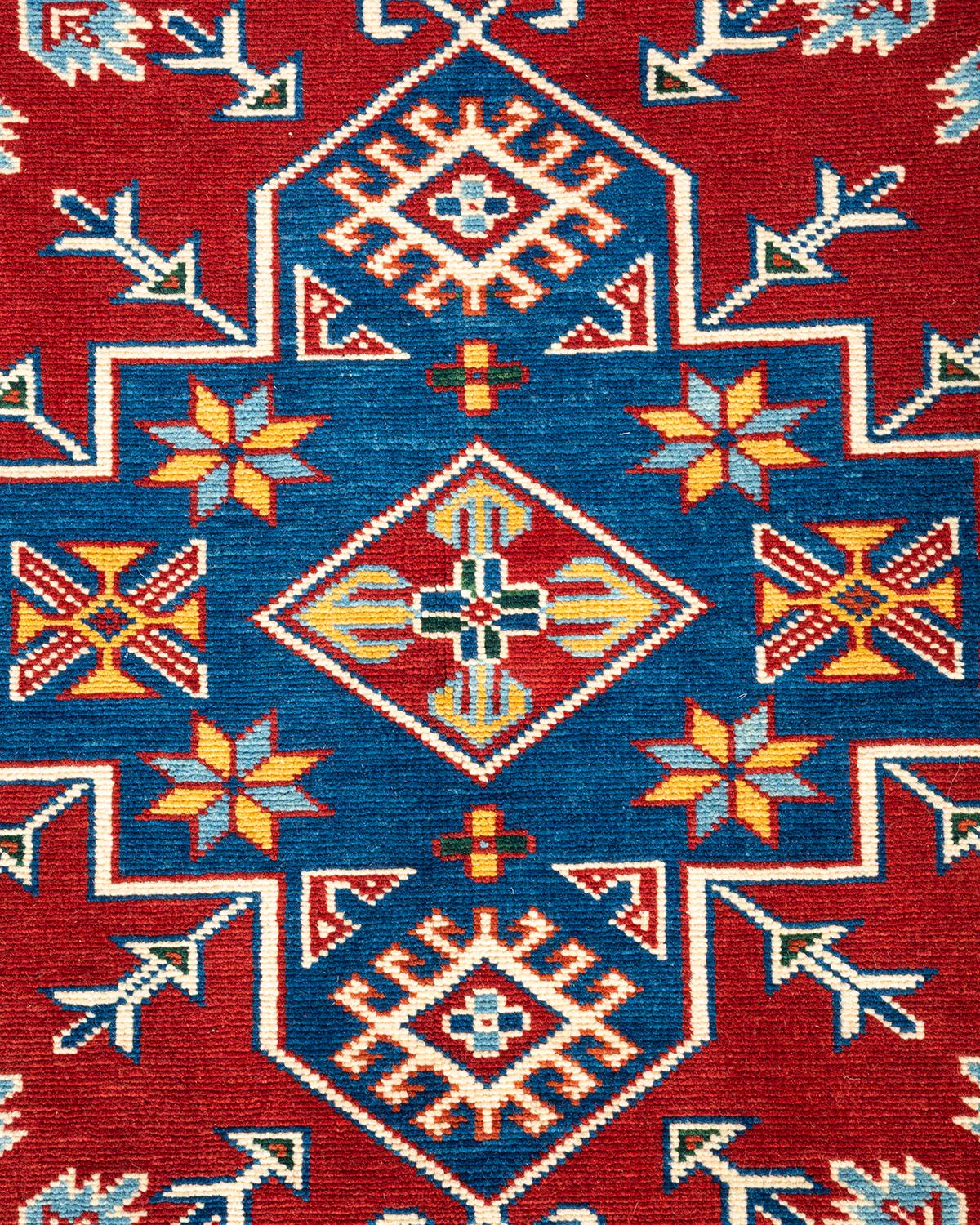 Pakistani One-of-a-kind Hand Knotted Wool Tribal Orange Area Rug For Sale
