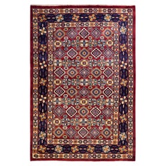 One-of-a-kind Hand Knotted Wool Tribal Orange Area Rug