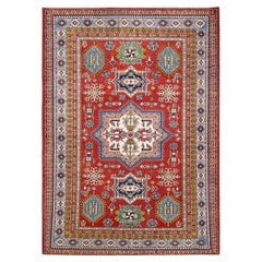 One-of-a-kind Hand Knotted Wool Tribal Orange Area Rug